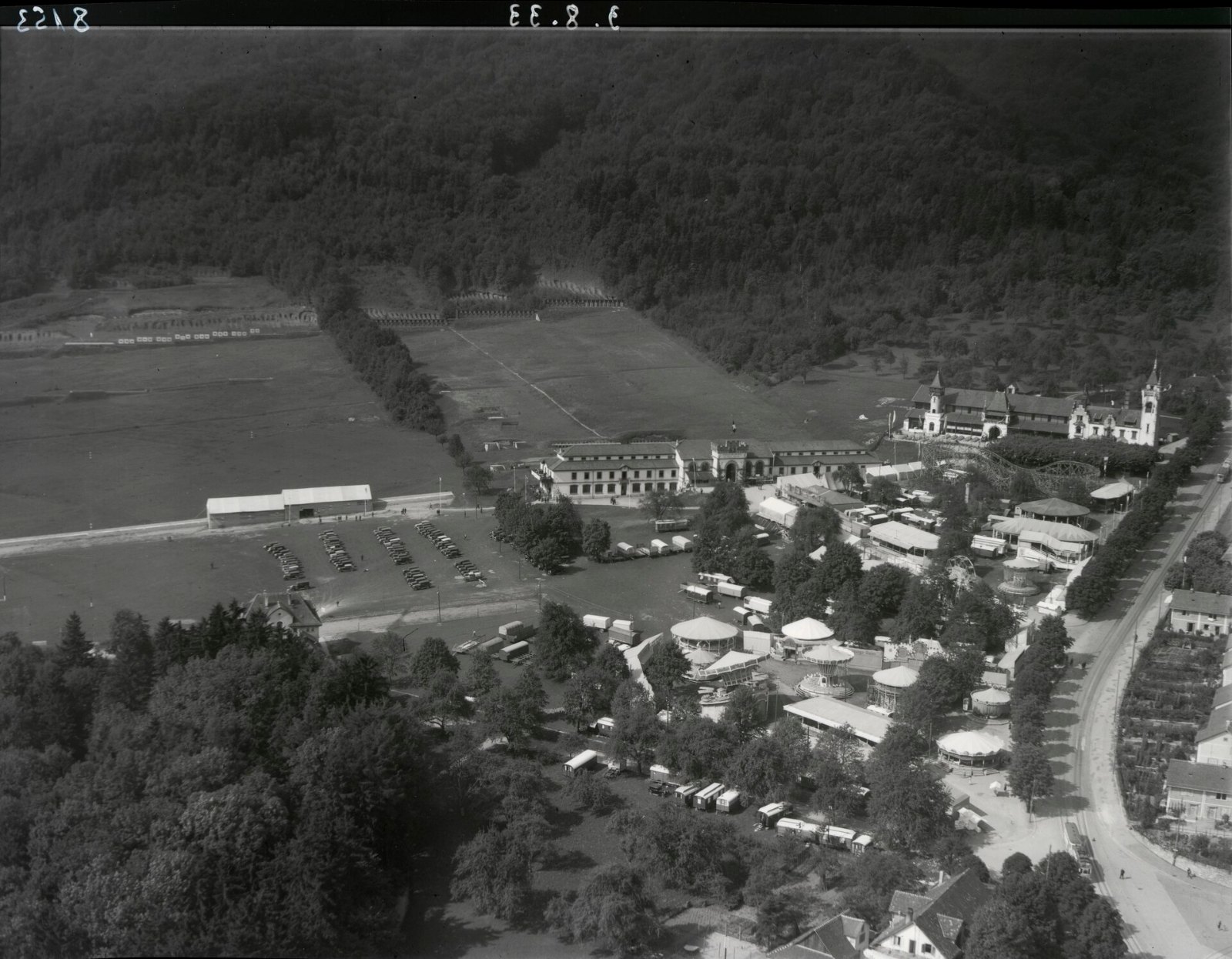 Albisgüetli mit Chilbi, Luftaufnahme 1933