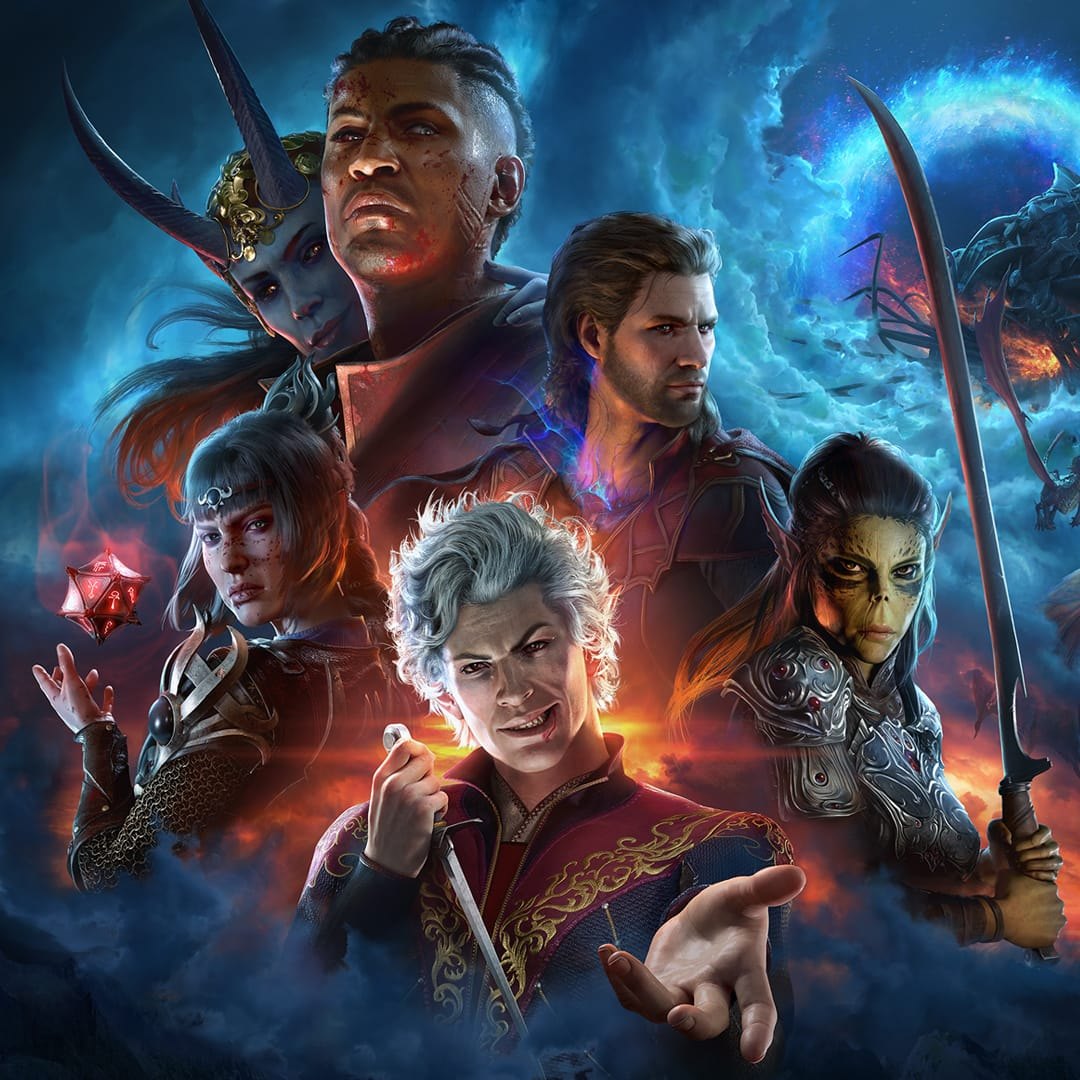 Die Gefährten aus Baldur's Gate 3 auf dem offiziellen Titelbild