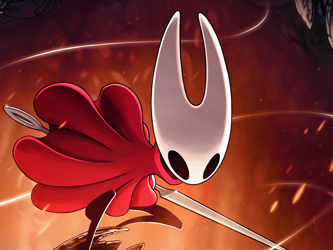 Hornet, die Hauptfigur von Hollow Knight: Silksong, mit rotem Umhang und Nadel