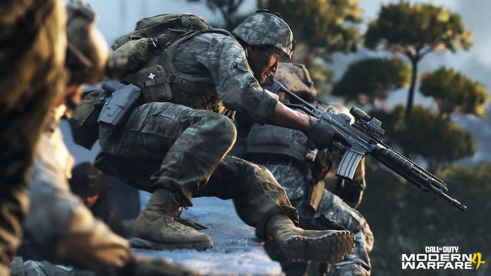 Soldat im Winterwald, Szene aus der Kampagne (Call of Duty: Modern Warfare 4)