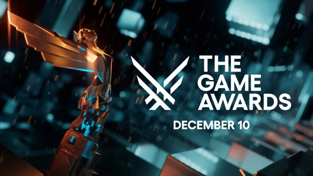 Offizielles Motiv der Game Awards 2026: die Statuette vor dunklem Hintergrund, daneben das Logo und das Datum der Gala